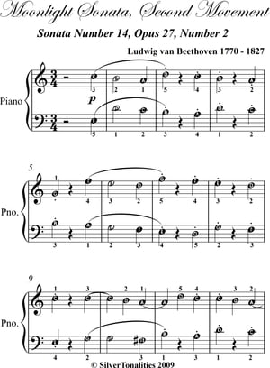 Moonlight Sonata Second Movement Easy Piano Sheet Music