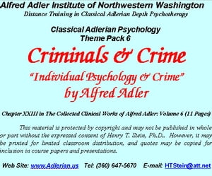 Classical Adlerian Psychology Theme Pack 6: Criminals & Crim