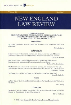 New England Law Review: Volume 50, Number 1 - Fall 2015