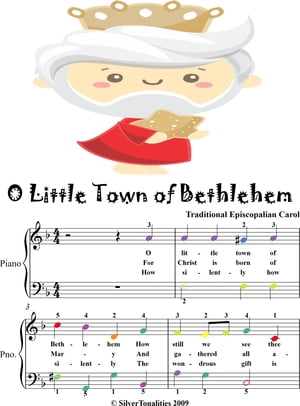 O Little Town of Bethlehem Easy Piano Sheet Music with Colored Notes