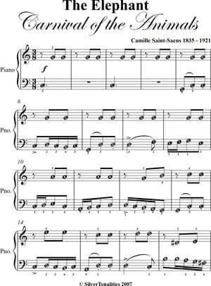 Elephant Carnival of the Animals Easy Piano Sheet Music