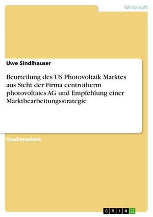 Beurteilung des US Photovoltaik Marktes aus Sicht der Firma centrotherm photovoltaics AG und Empfehlung einer Marktbearbeitungsstrategie