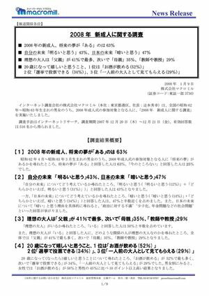 2008年 新成人に関する調査