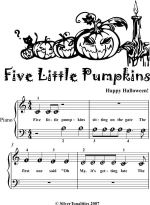 Five Little Pumpkins Beginner Piano Sheet Music