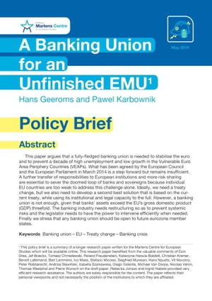 A Banking Union for an Unfinished EMU