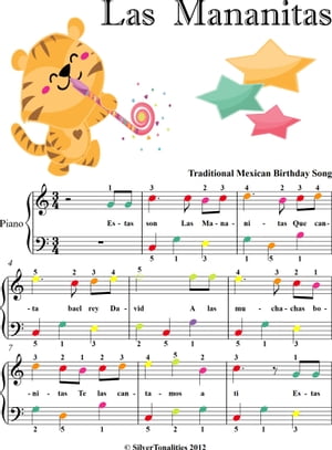 Las Mananitas Easy Piano Sheet Music with Colored Notation