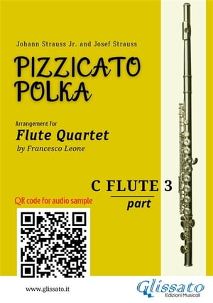 Flute 3 part of "Pizzicato Polka" Flute Quartet sheet music for intermediate player
