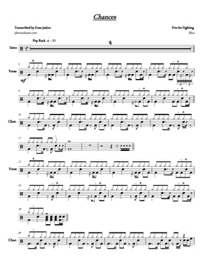 Five for Fighting - Chances: Drum Sheet Music