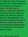 The Different Types Of Research Methods That Can Be Utilized To Collect Data For A Research Study And The Different Types Of Research Methodologies That Can Be Leveraged To Conduct A Research Study