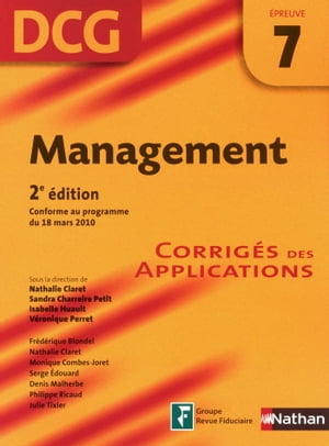 Management - épreuve 7 - DCG corrigés Format : ePub 2 DCG