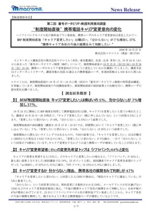 第二回番号ポータビリティ制度利用意向調査・制度開始直後携帯電話キャリア変更意向の変化