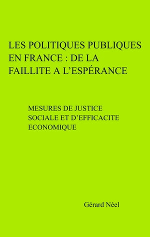 Les Politiques Publiques en France : de la faillite ? l'esp?rance Mesures de justice sociale et d'efficacit? ?conomique