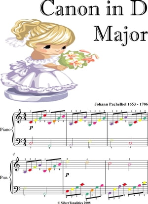 Canon in D Major Easy Piano Sheet Music with Colored Notes