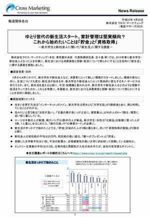 「ゆとり世代の新生活」に関する調査