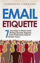 ＜p＞Have you ever struggled with making emails deliver a powerful punch? If you already create punchy emails, you can make them deliver an even mightier blow. From novice to master, this guide has lessons and tips you can begin applying to your life right away. Don't waste another second feeling your messages are when there's a potent tool of electronic communication right in your hands. Make the most of the Information Age by perfecting the tools of the era.＜/p＞ ＜p＞Even before the pandemic forced it on us, many job sites experimented with remote or partially remote work. Once we were required to separate and isolate, those bold, early adopters became routine life models. Beyond the virus are a hybrid workspace world and a decreased need for face-to-face meetings. In their place are emails and lots of them; communication in ＜em＞all＜/em＞ its digital forms has increased, and with it the need for professionalism and authority when creating electronic messages.＜/p＞ ＜p＞You will become an unstoppable dynamo of multimedia communication once you are through with these 7 EASY STEPS.＜/p＞ ＜p＞YOU'LL LEARN:＜/p＞ ＜p＞・ What carries over from the days of pen and paper, what is different; how to use the best of both worlds.＜/p＞ ＜p＞・ Controlling your emotions and when to put them into a message; the importance of cooling off and when to stay heated.＜/p＞ ＜p＞・ How to use use friendly, casual emails to practice your skills; closer relationships with your loved ones is one heck of a fringe benefit.＜/p＞ ＜p＞・ Formal, business and professional emails require a little bit extra ＜em＞and＜/em＞ a little less; how to communicate like a boss.＜/p＞ ＜p＞・ Tips, tricks, and other time-saving habits of professionals the world over; email is decades old, and time has always been precious.＜/p＞ ＜p＞・ Far from being isolated, remote workers can collaborate like never before; use the tools of the modern age to bridge the gap between distant workers.＜/p＞ ＜p＞・ Beyond office emails, conference calls, and video chats are the whole wide world of digital media; take your new skills past the next level into another game altogether.＜/p＞ ＜p＞・ And so much more!＜/p＞ ＜p＞Don't waste another minute faltering your way through electronic mail. After these 7 EASY STEPS, you'll be writing emails with greater clarity and better content. Act now to take a mediocre message to a magnificent one, or go from great writer to excellent communicator. When most of the work many of us do is online anyway, perfecting your digital deliverables will not only improve your job performance but has the potential to transform your life.＜/p＞ ＜p＞Let's get started!＜/p＞画面が切り替わりますので、しばらくお待ち下さい。 ※ご購入は、楽天kobo商品ページからお願いします。※切り替わらない場合は、こちら をクリックして下さい。 ※このページからは注文できません。