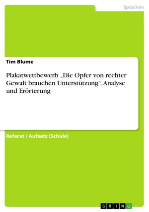 Plakatwettbewerb 'Die Opfer von rechter Gewalt brauchen Unterstützung', Analyse und Erörterung