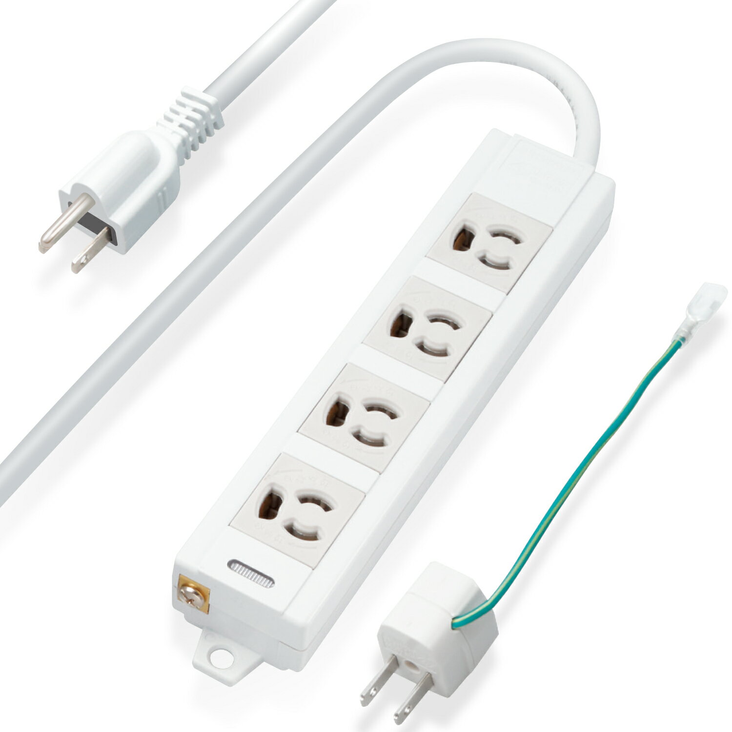 エレコム 電源タップ マグネット付 抜け止めコンセント 壁取付用固定フック付 3P-2P変換アダプタ付 4個..