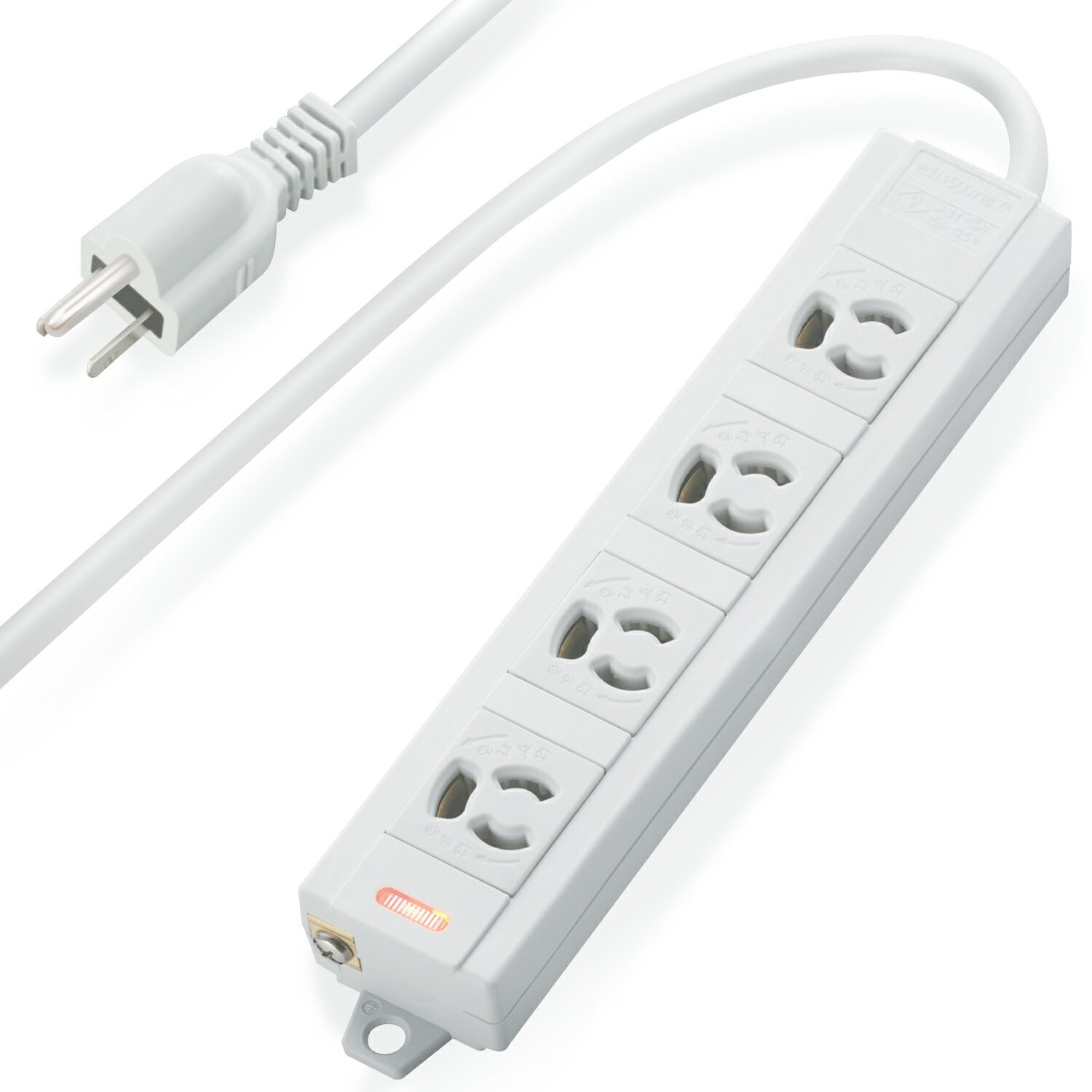 エレコム 電源タップ マグネット付 抜け止めコンセント 壁取付用固定フック付 3P-2P変換アダプタ付 4個..