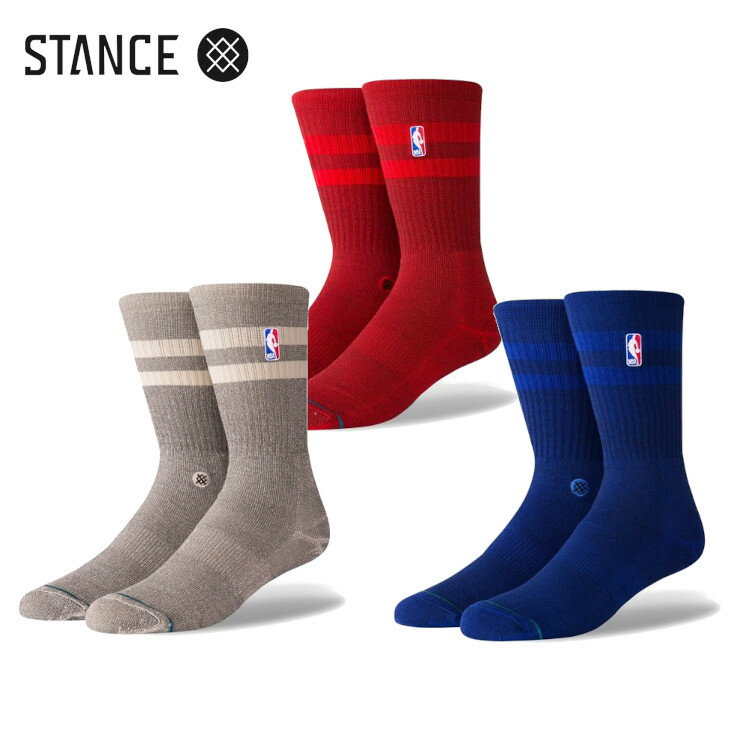 【2足以上購入で10%OFFクーポン】STANCE NBA ロゴマン HOVEN CREW ソックス（BLUE,TAN,RED) NBAカジュアルコレクション / バスケットボール バッソク シンプル 靴下 部活 スポーツスタイル メンズ