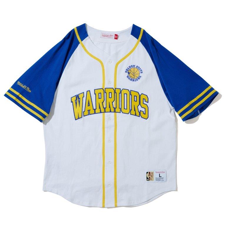 ミッチェル＆ネス NBA ベースボールシャツ ゴールデンステイト・ウォリアーズ / P-DAY BUTTON FRONT JSY WARRIORS