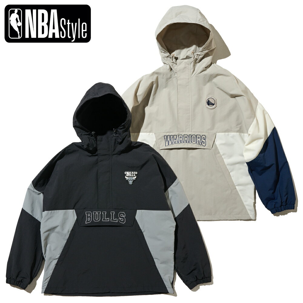 楽天楽天スポーツゾーン【NBA Style】Color Blocked アノラック フード ジャンパー Golden State Warriors Chicago Bulls ウォリアーズ ブルズ