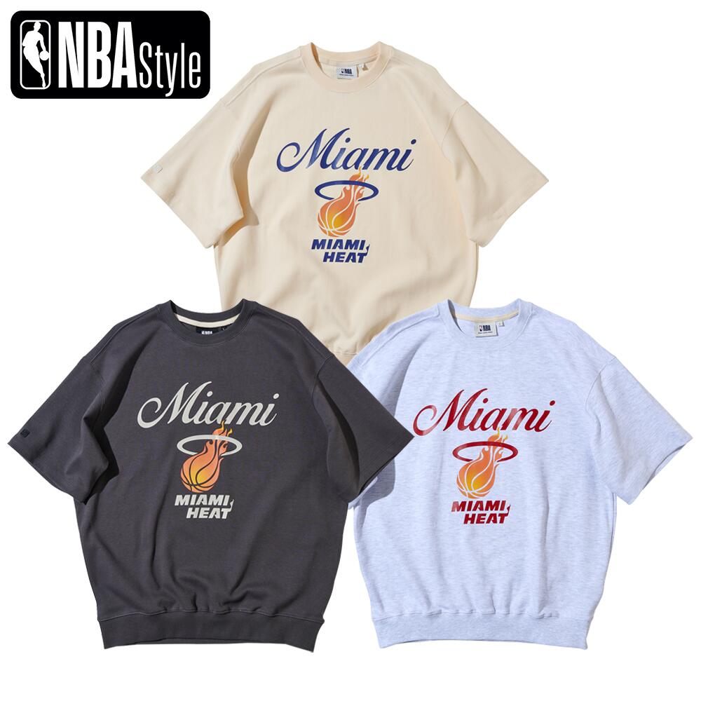 楽天楽天スポーツゾーンNBA Style MIA ビッグプリント ハーフ スウェットシャツ マイアミ ヒート Miami Heat Tシャツ メンズ