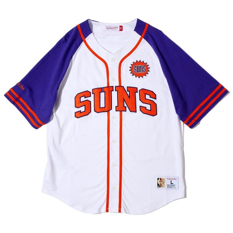 ミッチェル＆ネス NBA ベースボールシャツ フェニックス・サンズ / P-DAY BUTTON FRONT JSY SUNS