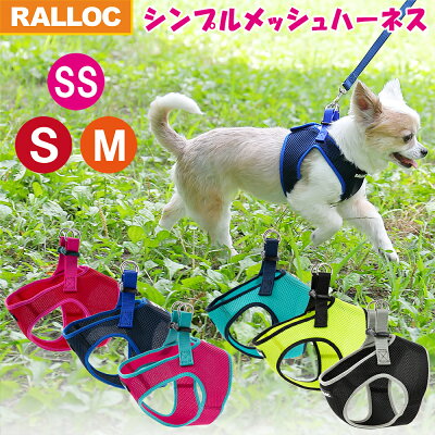 【メール便送料無料】 犬 ハーネス 胴輪 小型犬 抜けない 負担が少ない ソフト メッシュ素材 速乾素材 アウトドア おしゃれ かわいい チワワ トイプードル ミニチュアダックスに最適ラロック シンプルメッシュハーネス SS・S・Mサイズ - Image 1