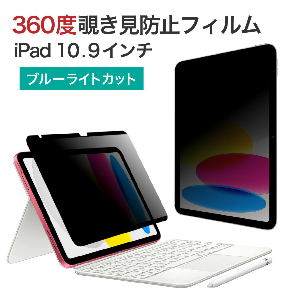 LOE(ロエ) 360度 マグネット式 覗き見防止フィルム iPad 第10世代 (10.9 インチ 2022) 用 プライバシーフィルター 簡単装着 ブルーライトカット 保護フィルム 反射防止 iPad 10世代 上下左右のぞき見防止