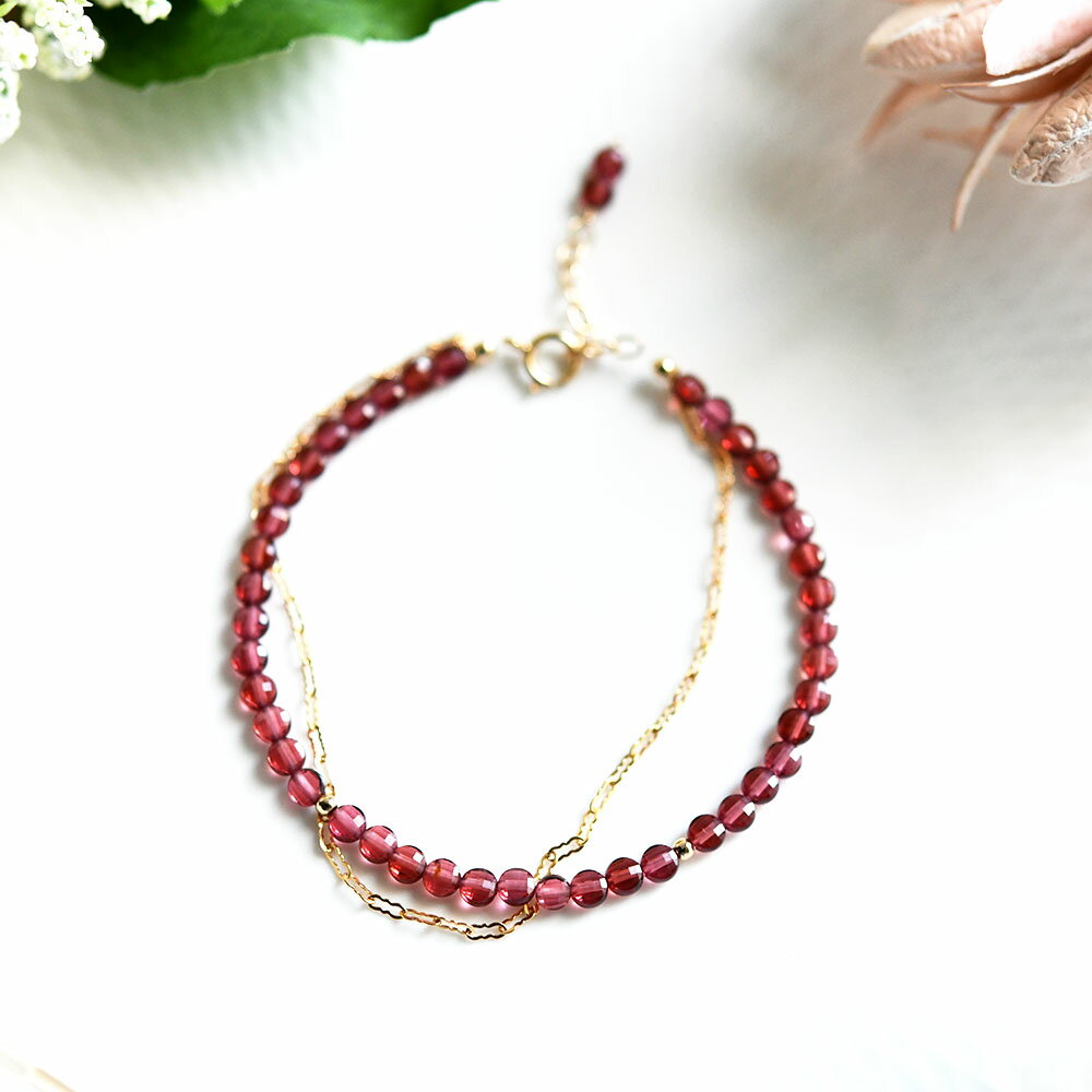 恋の成就 実りの象徴 ミニコインガーネットのブレスレット 1月誕生石 2タイプ パワーストーン 天然石 ハンドメイド RALULU.SHUのサムネイル