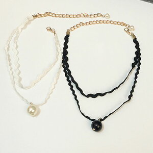 タトゥーチョーカー パール×2 ネックレス タトゥーチョーカー レース風 TATTOO　CHOKER タトゥー タトゥーチョーカー　ディース　choker パーティー クラブ チョーカー ネックレス レディース