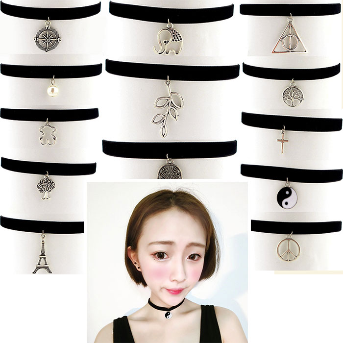 タトゥーチョーカー 布ブラック　紐 ネックレス・ペンダント タトゥーチョーカー ディース　choker タトゥー TATTOO　CHOKER ネックレス 流行先取り