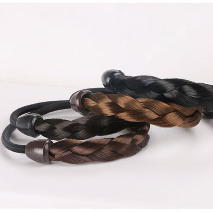 訳あり ウィックゴム ストレートと三つ編みの2タイプ 人工ヘアー 髪ゴム 人工ヘアー髪ゴム ヘアのような自然感 ヘアアクセサリー 髪留め リル 髪ゴム ヘアポニ...