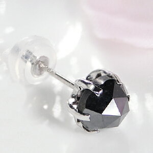 PT900 プラチナ　ブラックダイヤモンドピアス1.00カラット　AAA　片耳用1ct　ブラックダイヤ　ローズカット6mm