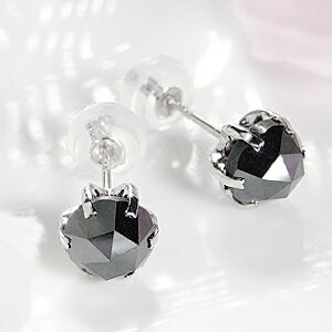 PT900プラチナ　2カラット　ブラックダイヤモンドピアス　両耳トータル2カラット　AAAローズカット　ブラックダイヤ　2ct（1ctx2）　シリコンダブルロックキャッチ