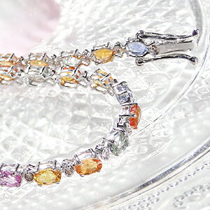 K18WGカラーサファイア4カラット＆ダイヤモンドブレスレット　ファッション・アクセサリー・レディース・ブレスレット・ホワイトゴールド・ダイヤモンド・ダイヤ ブレス・カラーサファイヤ ブレス・9月誕生石・・プレゼント・ギフト・ジュエリーケース・品質保証書
