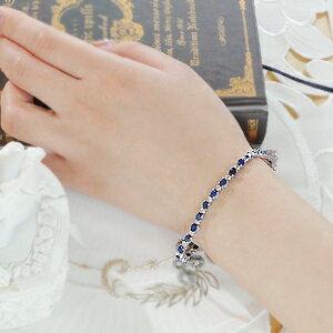 K18WGサファイア4ct＆ダイヤモンドブレスレット　ファッション・アクセサリー・レディース・ブレスレット・ホワイトゴールド・ダイヤモンド・ダイヤ ブレス・サファイヤ ブレス・9月誕生石・・プレゼント・ギフト・ジュエリーケース・品質保証書