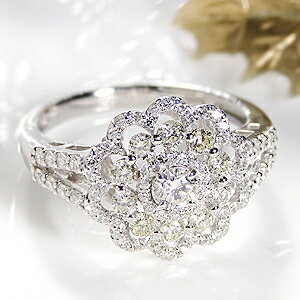 PT900フラワーモチーフ 1カラットダイヤモンドリング☆ファッション・ジュエリー・アクセサリー・レディース・指輪・リング・プラチナ・ダイヤモンド・ダイヤ・PT...