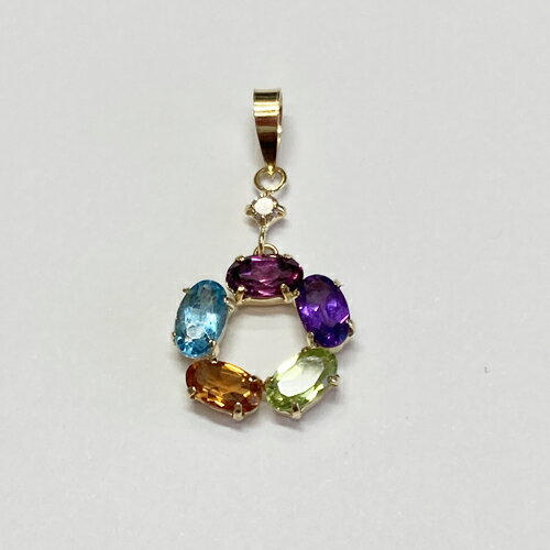 乐天商城 - K18マルチストーン 1.4カラット3mm×5mm 小判 5個付 ペンダント　ダイヤモンド　0.03ct　　ファッション　ジュエリー アクセサリー　 レディース 　ギフト　クリスマス　母の日　結婚記念日　プレセント　無料ラッピング