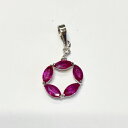 PT900 ルビー 0.70カラット 2.5mm×5mm マーキス 5個付 花型ペンダント ダイヤモンド0.03ct ファッション ジュエリー アクセサリー ...