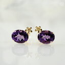 K18 アメシスト 8mm×10mm オーバル(小判型) 花パーツ付き ピアス K18シリコンダブルロックキャッチ付・レディースジュエリー・プレゼント・品質保証...