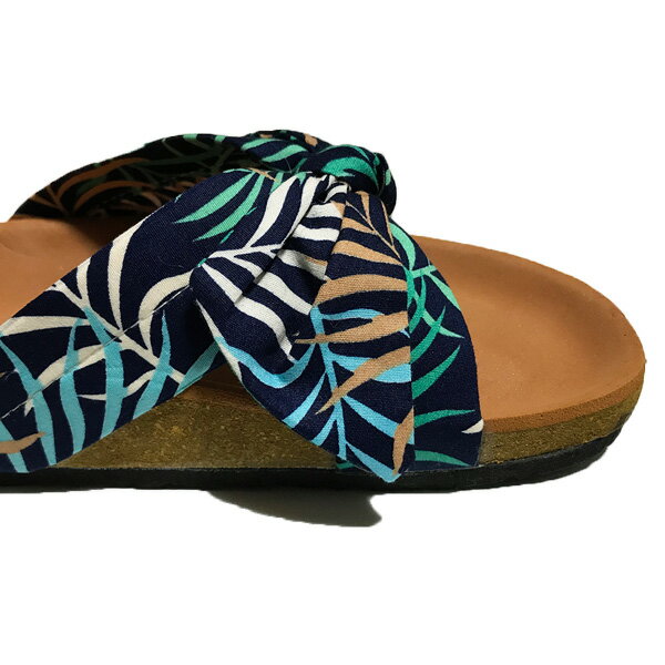 ボタニカル柄 リボン フラット サンダル フラットサンダル レディース ナチュラル アジアン エスニック カジュアル ぺたんこサンダル ペタンコサンダル コンフォートサンダル やらわかインソール 足が痛くなりにくい