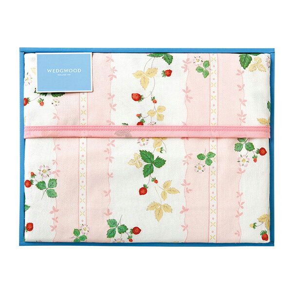 ウェッジウッド ワイルドストロベリー 綿毛布（毛羽部分） ピンク(ギフト　引き出物　引出物　快気祝い　結婚式　内祝い　お返し　引越し　ご挨拶　香典返し)