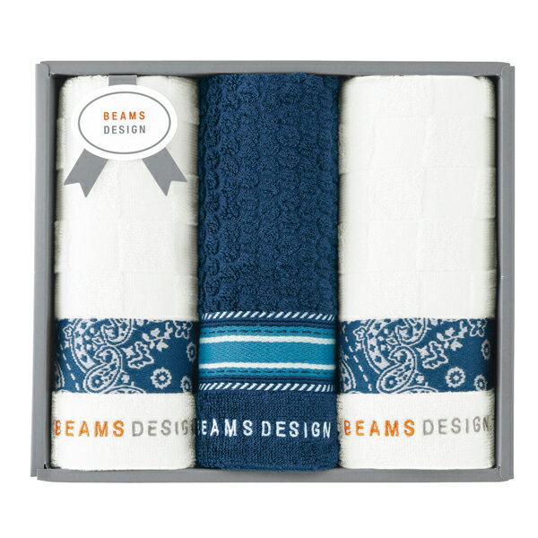 ビームスデザイン チェッカーバンダナ フェイスタオル3P ネイビーブルー(ギフト 引き出物 引出物 快気祝い 結婚式 内祝い お返し 引越し ご挨拶 香典返し)