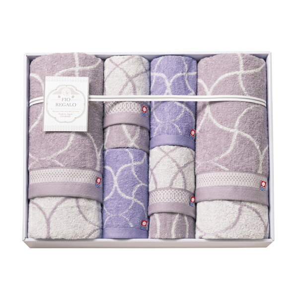 ギフト対応【送料無料】落ち着いた色合いでモダンなデザインのタオルです。タオル名産地・今治で織り上げたタオルは、使いはじめから吸水性がよく、ふんわりした風合いが長続きします。■商品名：FIOREGALO タオルセット■商品：バスタオル×2・フェイスタオル×2・ウォッシュタオル×2■商品サイズ：ウォッシュタオル330mm×300mm・フェイスタオル330mm×750mm・バスタオル600mm×1100mm■材質：綿100%■生産国：日本■箱：約350×450×50mm結婚式　披露宴　結婚引出物　結婚引き出物　ご結婚内祝い　ウェディング　ギフト　ブライダルギフト　引出物　引き出物　人気の引出物　人気の引き出物　出産祝い　結婚祝い　内祝い　内祝　出産内祝い　新築内祝い　快気祝い　お返し　記念品　ごあいさつ　のし無料　オリジナルカード　無料オリジナルカード　フォトカード　カタログ　ギフト　ギフトカタログ　カタログ式ギフト　チョイスギフト　お買い得カタログ　チョイスカタログ　グルメカタログ　カタログタイプギフト　プレゼント