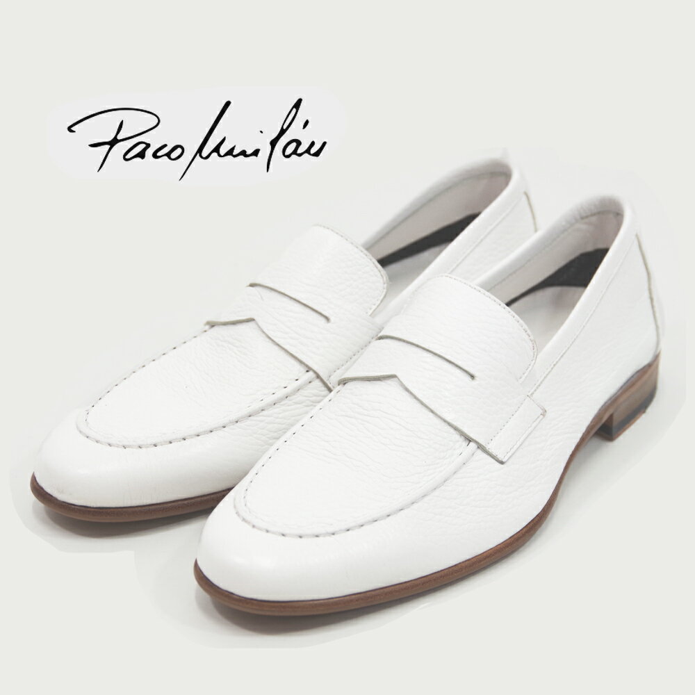 【アウトレット品】【BERWICK セカンドライン】【PACO MILAN パコミラン】コインシューズ ラバーソール (5062) スリッポン マッケイ製法 スペイン製 メンズシューズ 革靴 紳士靴 冠婚葬祭 結婚式 フォーマル カジュアル ホワイト