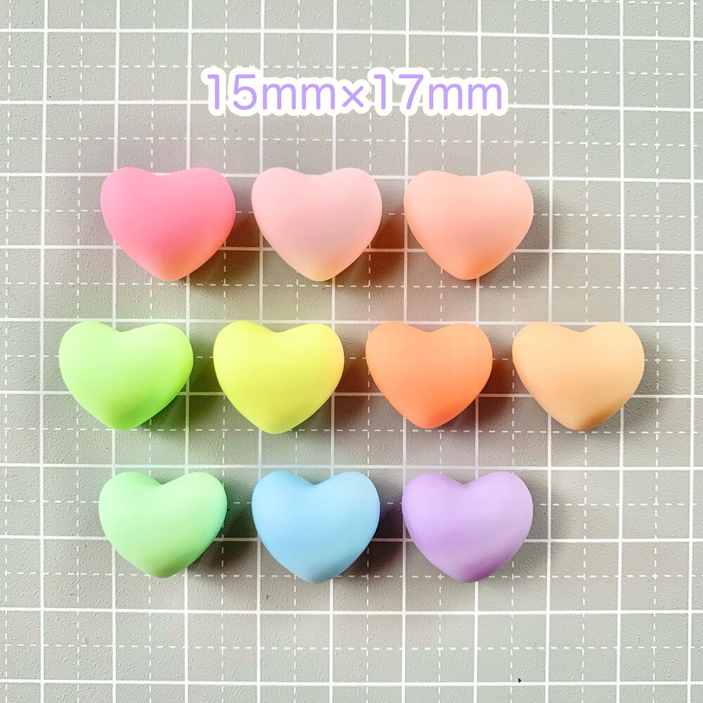 【1~10個】 カラフルまんじゅうハート デコパーツ 【全10色】15mm×17mm 樹脂パーツ...