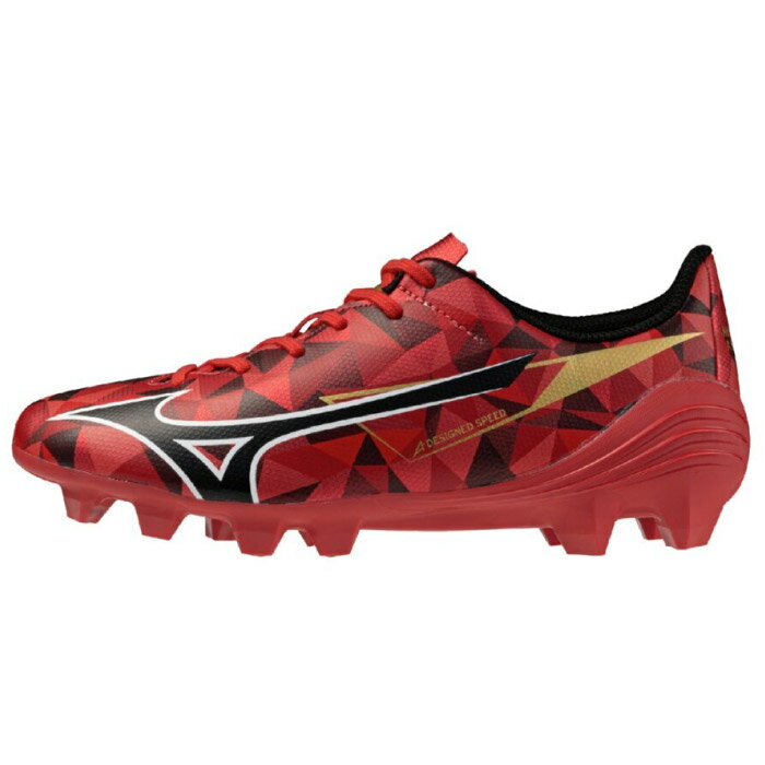 MIZUNO ミズノ サッカースパイク ミズノアルファII SELECT Jr 2E相当 ジュニア 天然芝 土 人工芝グランド用 ルビーレッド×ブラック P1GB2565
