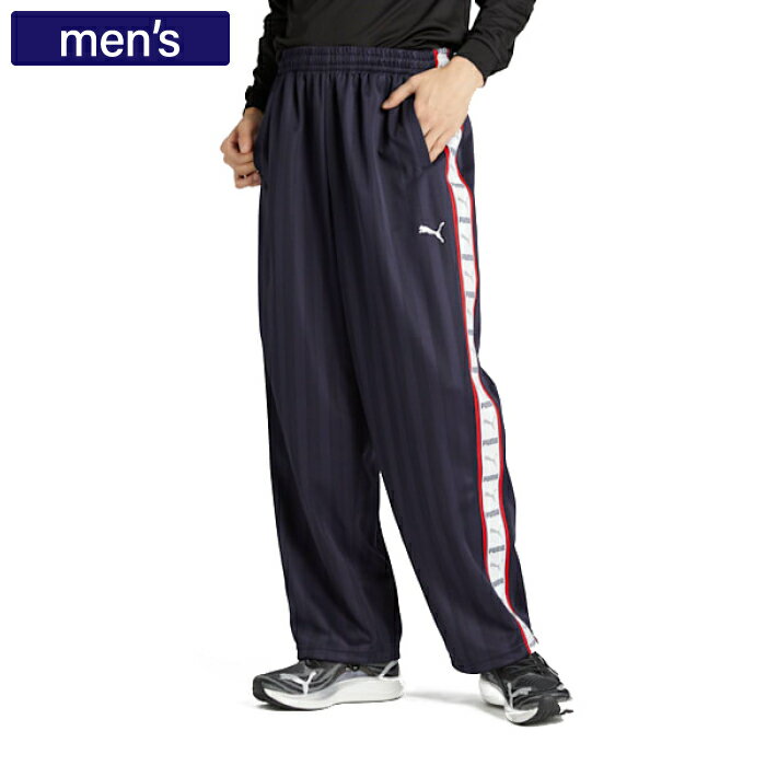 PUMA プーマ ジャージ ボトムス メンズ トレーニング シャドウ ストライプ ニット パンツ メンズ リラックスシルエット 527755-06