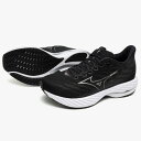 MIZUNO ミズノ ランニングシューズ ウエーブライダー28 レディース 2E相当 ブラック×グレー×シルバー J1GD2403